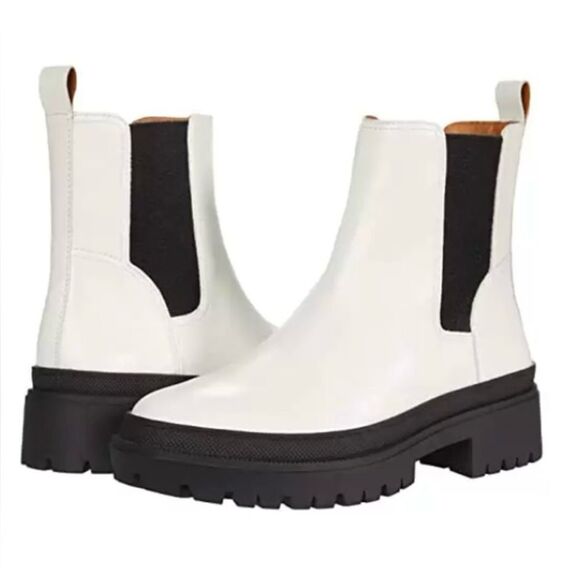 Women's White Emali Nubuck Pull-On Ankle Boots Lucky Brand Size 9.5 GUC - Picture 1 of 6